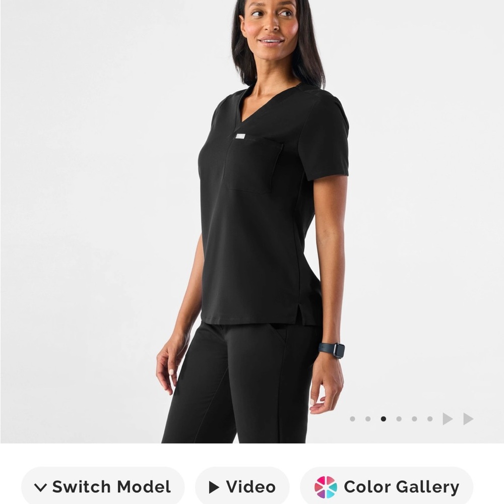 Figs Black Short Sleeve Women's Top